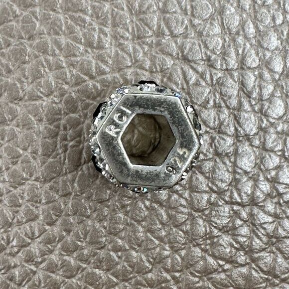 Helzberg Diamonds - White Crystal Black Square Hexagon Charm - Picture 2 of 3